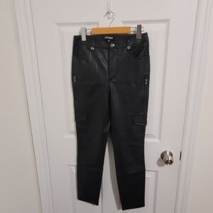 Steve Madden Black Imitation Leather Pants with Zipper Details, Size S